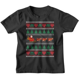 Santa Claus Cow Reindeer Funny Ugly Christmas Pajama Xmas Youth T-shirt - Thegiftio UK
