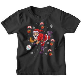 Santa Claus Is Playing Baseball Christmas Youth T-shirt - Thegiftio UK