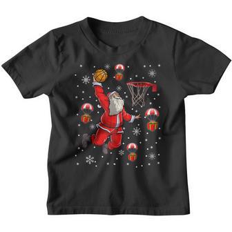 Santa Claus Is Playing Basketball Christmas Youth T-shirt - Thegiftio UK