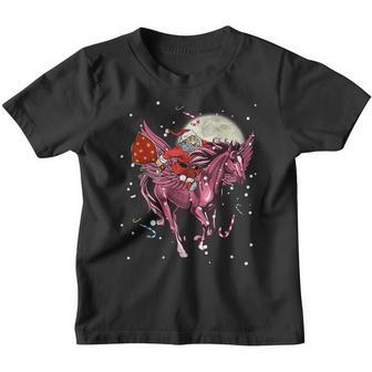 Santa Claus Riding Unicorn Christmas Kids Women Ns Gifts V2 Youth T-shirt - Thegiftio UK