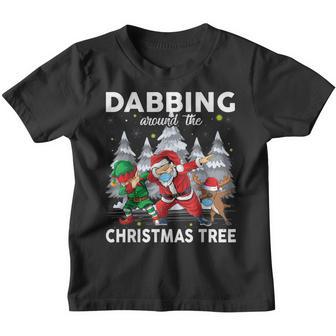 Santa Dabbing Around The Christmas Tree Lights Kids Boys Men Youth T-shirt - Thegiftio UK