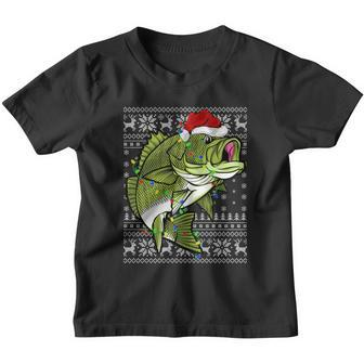 Santa Hat Bass Fish Xmas Lighting Ugly Bass Christmas Funny Gift Youth T-shirt - Monsterry DE