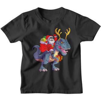 Santa Riding Dinosaur T Rex Christmas Boys Men Xmas Squad V16 Youth T-shirt - Thegiftio UK