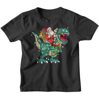 Santa Riding Dinosaur T Rex Christmas Boys Men Xmas Squad V17 Youth T-shirt - Thegiftio UK