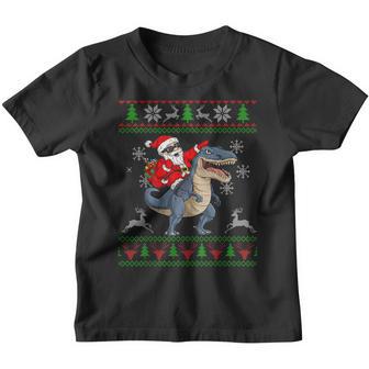Santa Riding Dinosaur T Rex Christmas Boys Men Xmas Squad V3 Youth T-shirt - Thegiftio UK