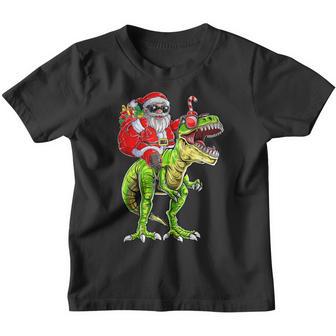Santa Riding Dinosaur T Rex Christmas Kid Boy Men Xmas Squad V2 Youth T-shirt - Thegiftio UK