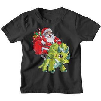 Santa Riding Triceratops Dinosaur Christmas Boys Xmas Squad V2 Youth T-shirt - Thegiftio UK