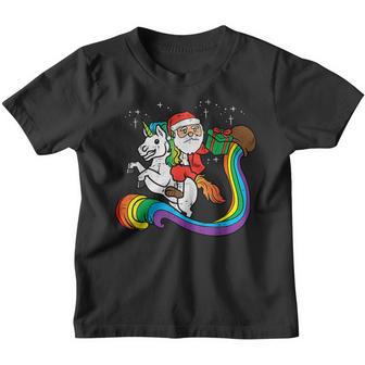Santa Riding Unicorn Xmas Toddler Girls Christmas Women Kids Youth T-shirt - Thegiftio UK