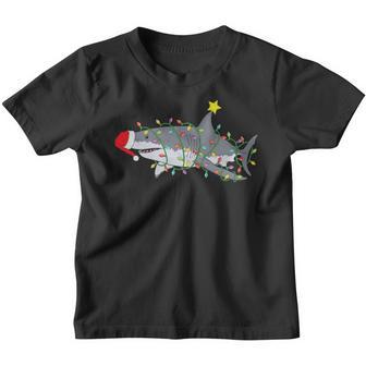 Santa Shark Christmas Lights Sharkmas Tree Xmas Boys Men Youth T-shirt - Thegiftio UK