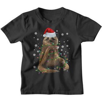 Santa Sloth Christmas Tree Light Pajama For Sloth Lover Xmas V4 Youth T-shirt - Thegiftio UK