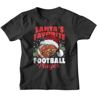 Santas Favorite Football Player Christmas Pajama Xmas Gifts Youth T-shirt - Thegiftio UK