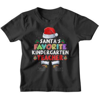 Santas Favorite Kindergarten Teacher Funny Christmas Santa Youth T-shirt - Thegiftio UK