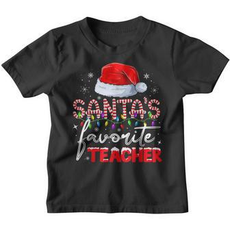 Santas Favorite Teacher Christmas Lights Family Matching Youth T-shirt - Thegiftio UK