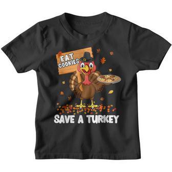 Save A Turkey Eat Cookies Funny Thanksgiving Costume Kids Youth T-shirt - Thegiftio UK