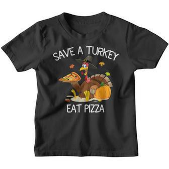 Save A Turkey Eat Pizza Adult Vegan Kids Funny Thanksgiving Youth T-shirt - Thegiftio UK