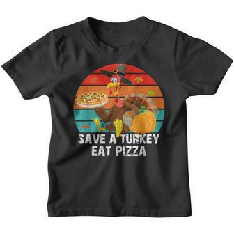 Save A Turkey Eat Pizza Adult Vegan Kids Funny Thanksgiving Youth T-shirt - Thegiftio UK