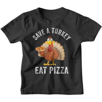 Save A Turkey Eat Pizza Funny Thanksgiving Vegan Kids Men Youth T-shirt - Thegiftio UK