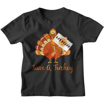 Save A Turkey Eat Pizza Thanksgiving Kids Adult Vegan Gifts Youth T-shirt - Thegiftio UK