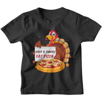 Save A Turkey Eat Pizza Thanksgiving Kids Adult Vegan Gifts Youth T-shirt - Thegiftio UK