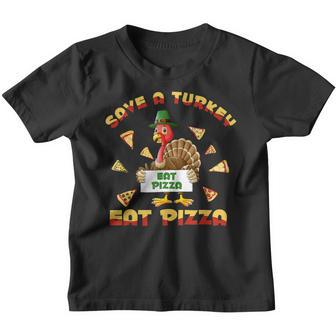 Save A Turkey Eat Pizza Thanksgiving Kids Adult Vegan Youth T-shirt - Thegiftio UK