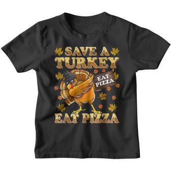 Save A Turkey Eat Pizza Thanksgiving Kids Adult Vegan Youth T-shirt - Thegiftio UK