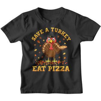 Save A Turkey Eat Pizza Thanksgiving Kids Adult Vegan Youth T-shirt - Thegiftio UK