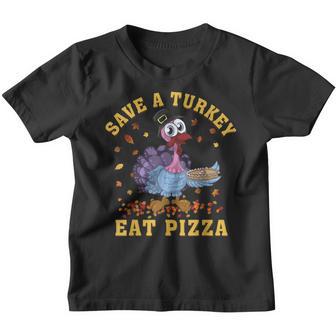 Save A Turkey Eat Pizza Thanksgiving Kids Adult Vegan Youth T-shirt - Thegiftio UK