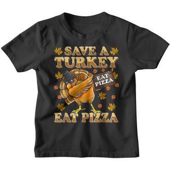 Save A Turkey Eat Pizza Thanksgiving Kids Adult Vegan Youth T-shirt - Thegiftio UK