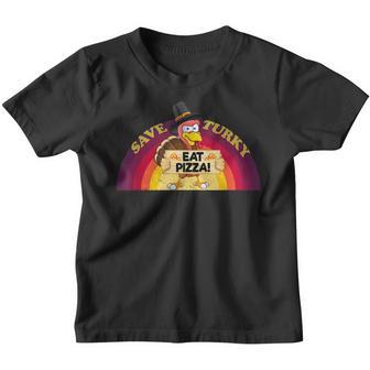 Save A Turkey Eat Pizza Thanksgiving Kids Adult Vegan Youth T-shirt - Thegiftio UK