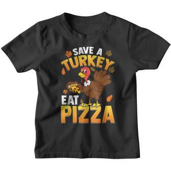 Save A Turkey Eat Pizza Thanksgiving Kids Adult Vegan Youth T-shirt - Thegiftio UK