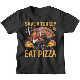 Save A Turkey Eat Pizza Thanksgiving Kids Adult Vegan Youth T-shirt - Thegiftio UK