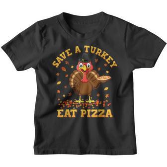 Save A Turkey Eat Pizza Thanksgiving Kids Adult Vegan Youth T-shirt - Thegiftio UK