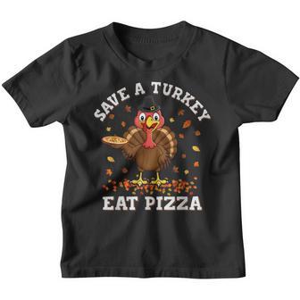 Save A Turkey Eat Pizza Thanksgiving Kids Adult Vegan Youth T-shirt - Thegiftio UK