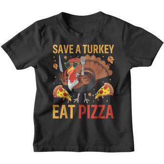 Save A Turkey Eat Pizza Thanksgiving Kids Adult Vegan Youth T-shirt - Thegiftio UK