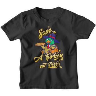 Save A Turkey Eat Pizza Thanksgiving Kids Adult Vegan Youth T-shirt - Thegiftio UK