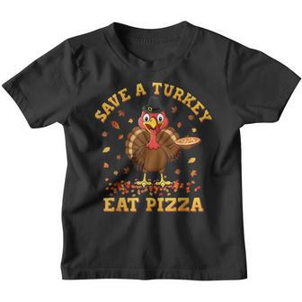 Save A Turkey Eat Pizza Thanksgiving Kids Adult Vegan Youth T-shirt - Thegiftio UK