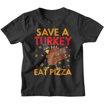 Save Turkey Eat Pizza Adult Vegan Kids Funny Thanksgiving Youth T-shirt - Thegiftio UK