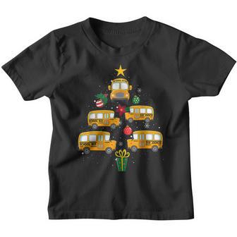 School Bus Christmas Tree Funny Boys Girls Kids Xmas Pajama V2 Youth T-shirt - Thegiftio UK