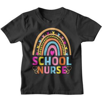 School Nurse 100Th Day Of School Cute Rainbow Youth T-shirt - Thegiftio UK