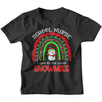 School Nurse I Care For The Cutest Snowmies Leopard Rainbow Youth T-shirt - Thegiftio UK