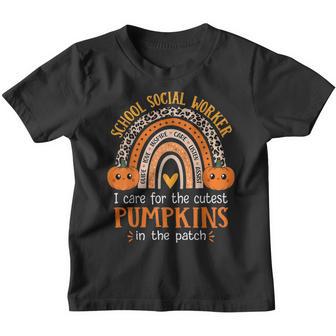 School Social Worker Halloween Rainbow Leopard School Worker Youth T-shirt - Thegiftio UK