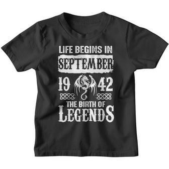 September 1942 Birthday Life Begins In September 1942 Youth T-shirt - Thegiftio UK