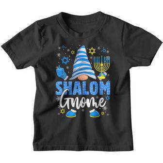 Shalom Gnome Menorah Dreidel Hanukkah Chanukah Jewish Girls Youth T-shirt - Thegiftio UK