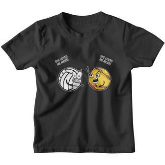 She Love Me More Funny Volleyball Softball Lover Gifts V2 Youth T-shirt - Thegiftio UK