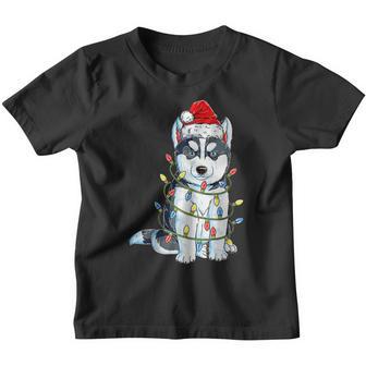 Siberian Husky Santa Christmas Tree Lights Xmas Boys Dog V3 Youth T-shirt - Thegiftio UK