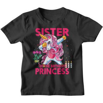 Sister Of The Birthday Princess Girl Dabbing Unicorn Girls Youth T-shirt - Thegiftio UK