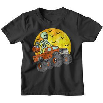 Skeleton Monster Truck Moon Candy Toddler Boys Halloween Kid V4 Youth T-shirt - Thegiftio UK
