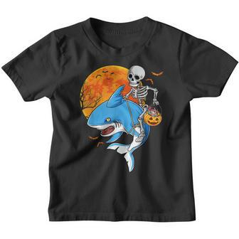 Skeleton Riding Mummy Shark Halloween Pumpkin Boys Toddlers Youth T-shirt - Thegiftio UK