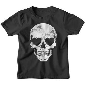 Skull Heart Eyes Lazy Halloween Costume Cute Skeleton Bones Youth T-shirt - Thegiftio UK