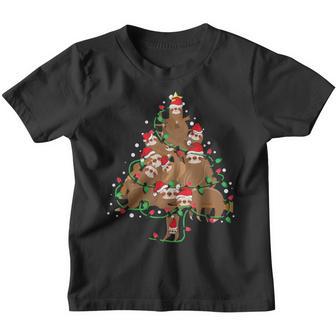 Sloths Christmas Tree Cute Santa Hat Lights For Sloth Lover Youth T-shirt - Thegiftio UK